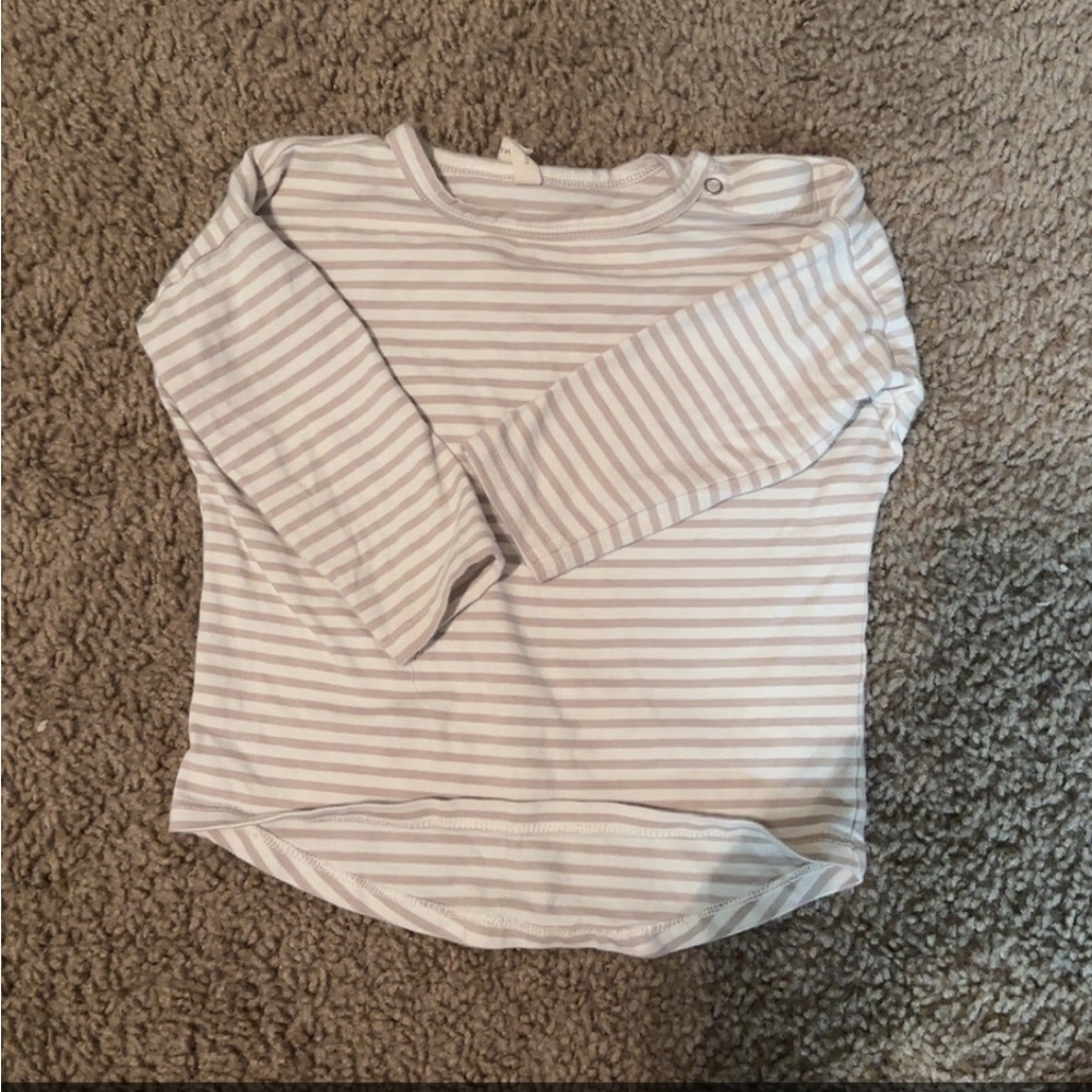 Quincy Mae Light Gray Striped Shirt